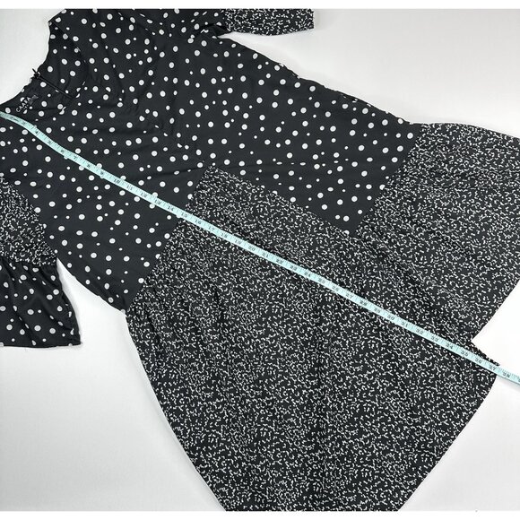 CAARA Women's Black Millazo Polka Dot Satin Asymmetric Shift Mini Dress S/C38 - Picture 9 of 16